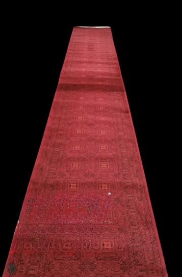 Red Square Medallion Runner Rug