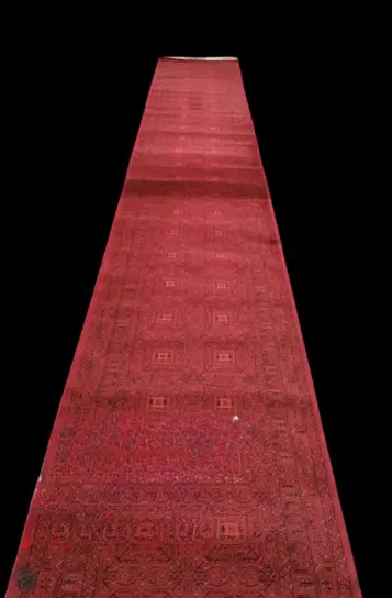 Red Square Medallion Runner Rug