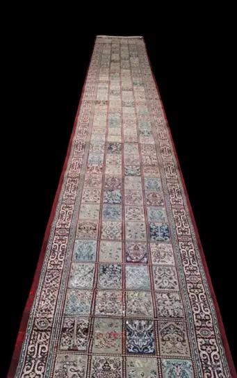Vintage Grid Panel Runner Rug