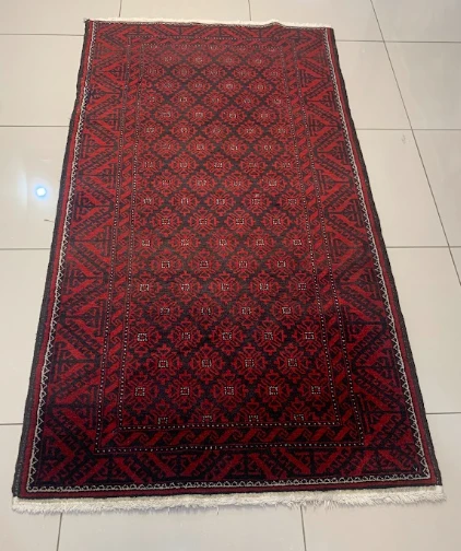Cobalt Bijar square rug with diamond medallion