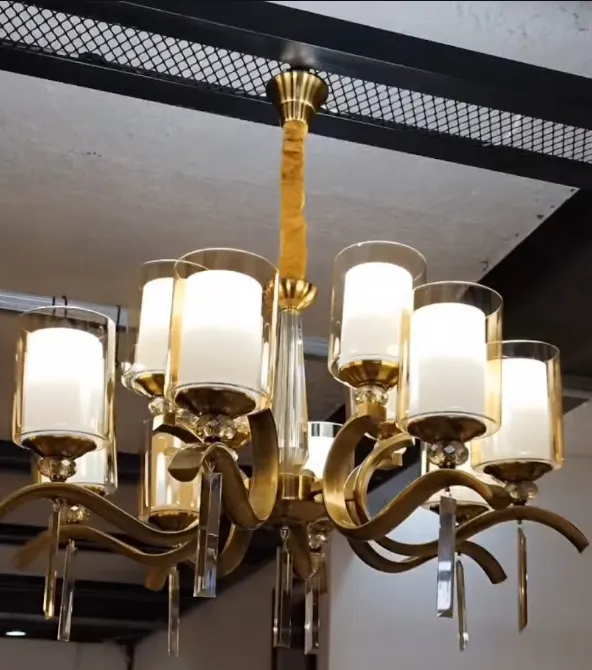 Gold Ribbon-Arm Chandelier