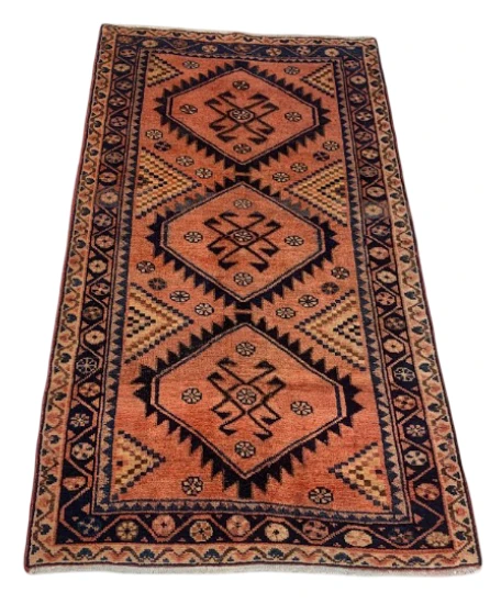 Wine red Senneh rug with diamond medallion and floral field