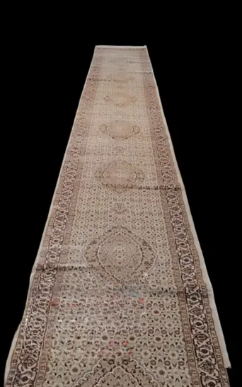 White Beige Medallion Runner Rug