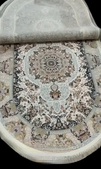 Persian machine-made oval rug with star medallion