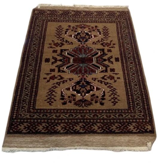 Baluch prayer rug with bird motifs and ivory mihrab panels