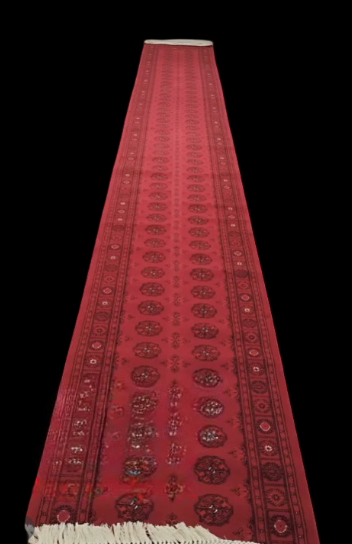 Red Geometric Medallion Runner Rug