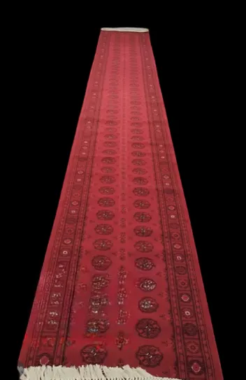 Red Geometric Medallion Runner Rug
