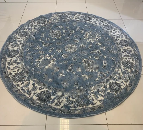 Round blue floral medallion rug