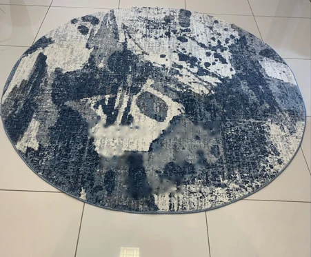 Round navy abstract rug